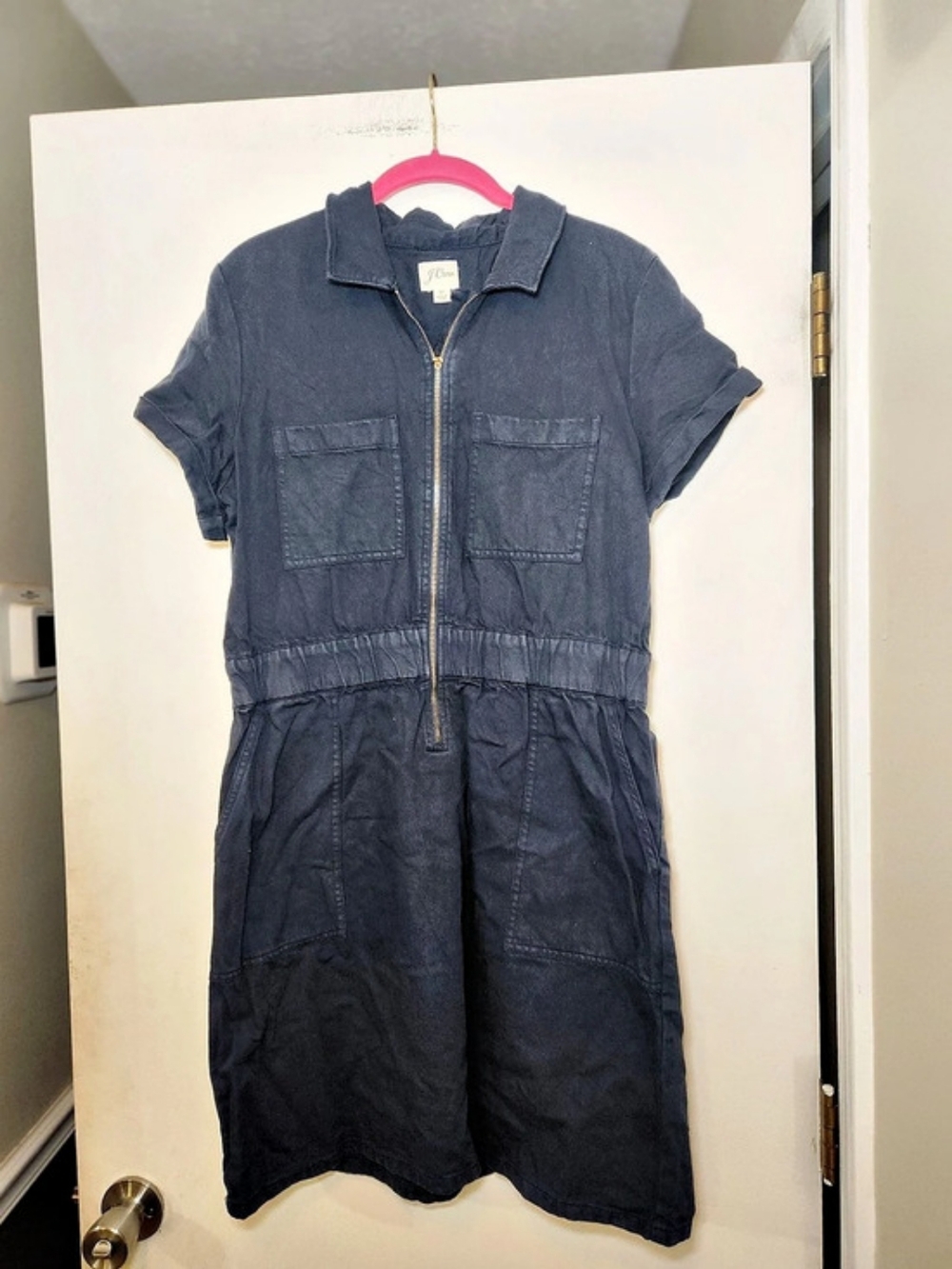 J.Crew Zip-front chino Utility dress Blue Size 12